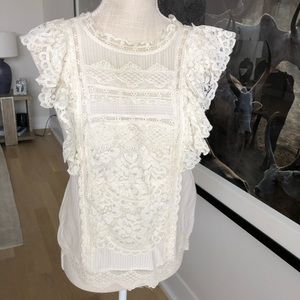 Anthropologie Maeve Lace Top, Bream White Sz 4